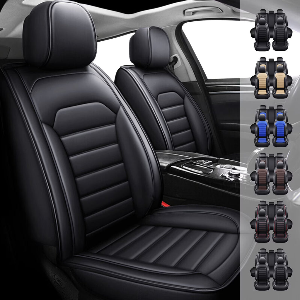 Black Waterproof Pu Leather Full Set Car Seat Covers W276630