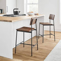 Rustic Counter Stool, Walnut, Antique Bronze, Set of 2 S588