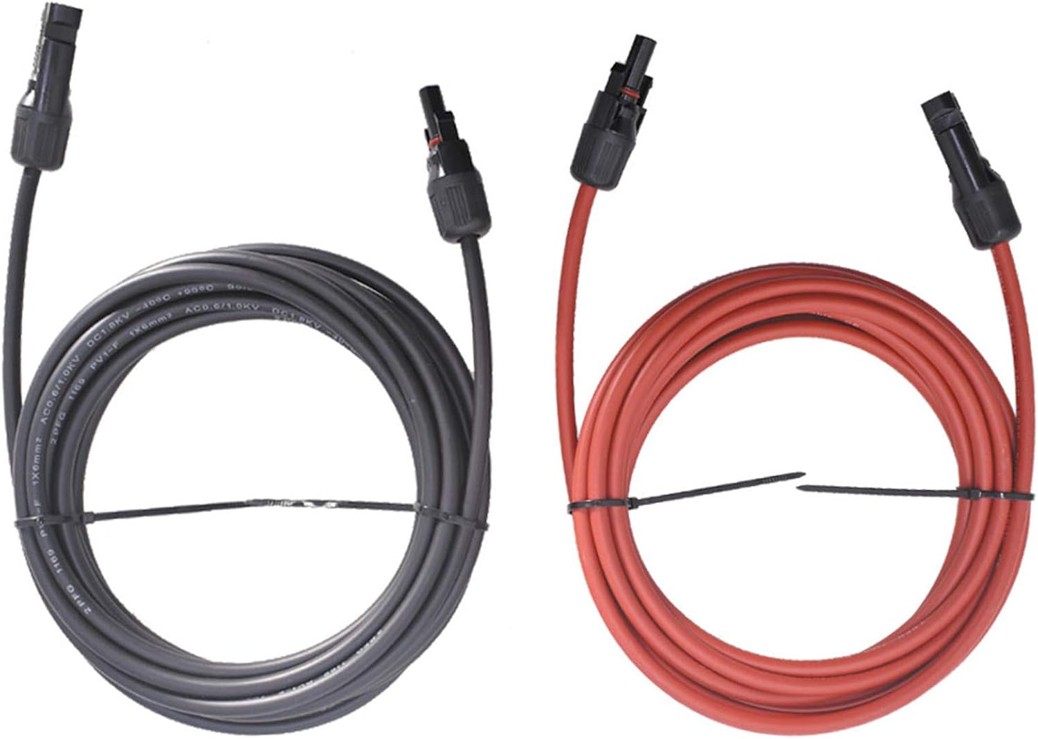 Black + Red 10 Gauge Solar Panel Extension Cable with Connector, Pack of 2 V6393