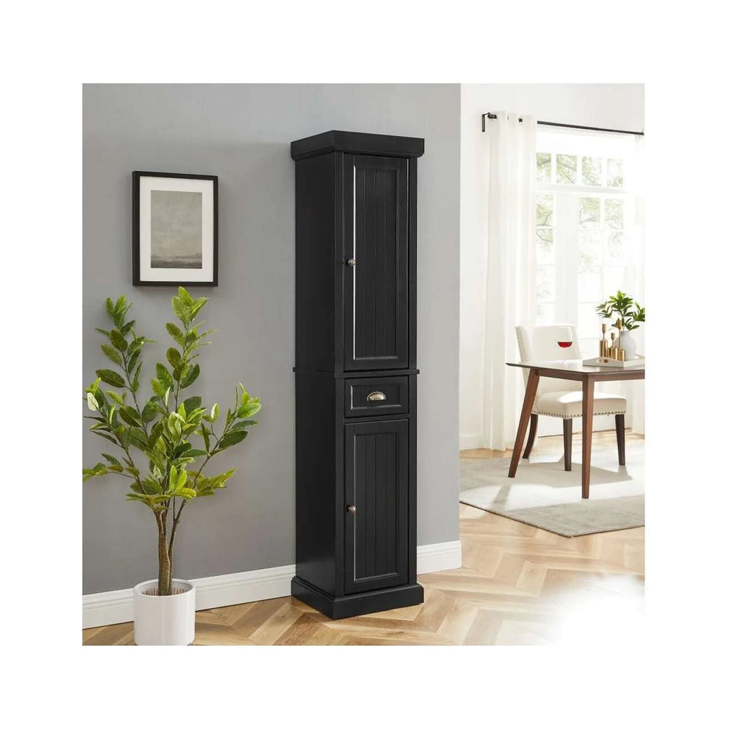 Distressed Black Wood Linen Cabinet E8058