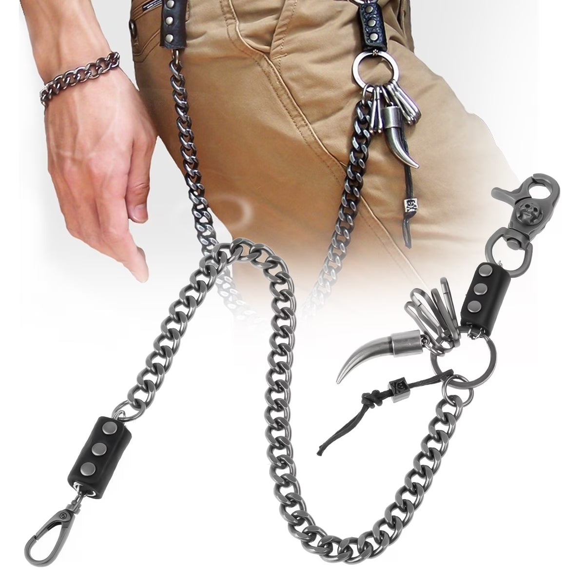 Skull Wallet Chain Pants Key Chain E6569
