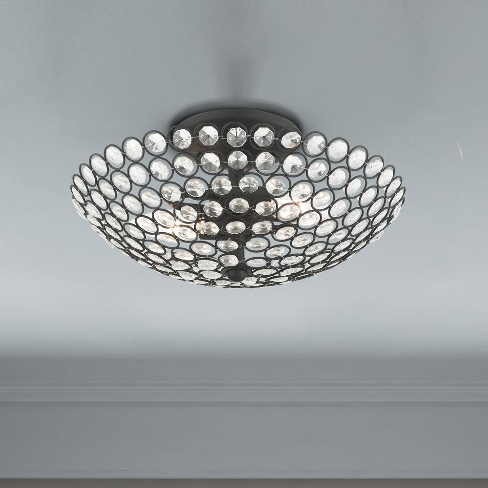2 Light Semi-Flush Mount Black F456