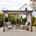 11 x 11 ft. Metal Pergola with Tan Adjustable Canopy X7909