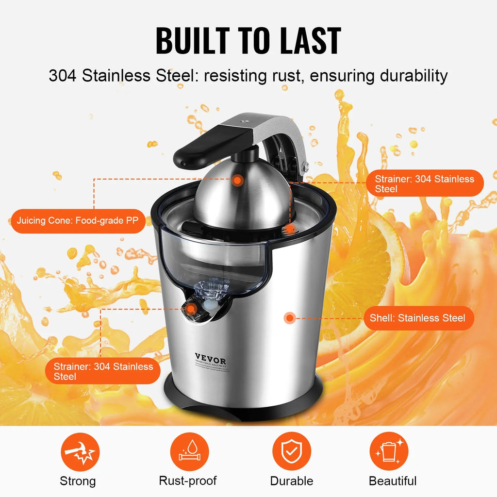 Electric Citrus Juicer with Two Size Juicing Cones, 300W Stainless Steel V931