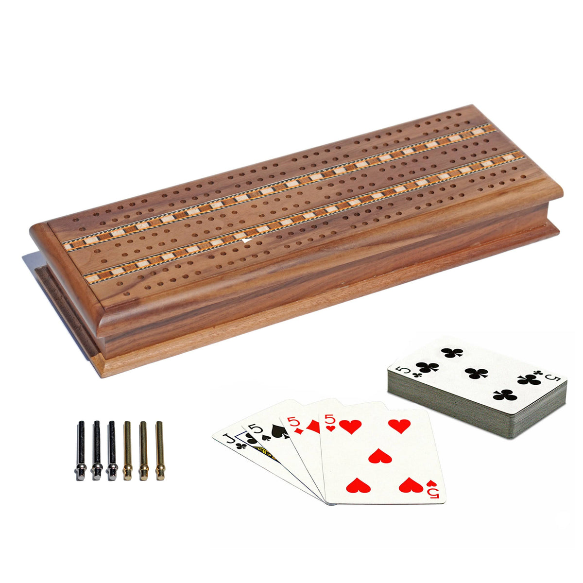 Solid Walnut Wood Cabinet Cribbage Set P498