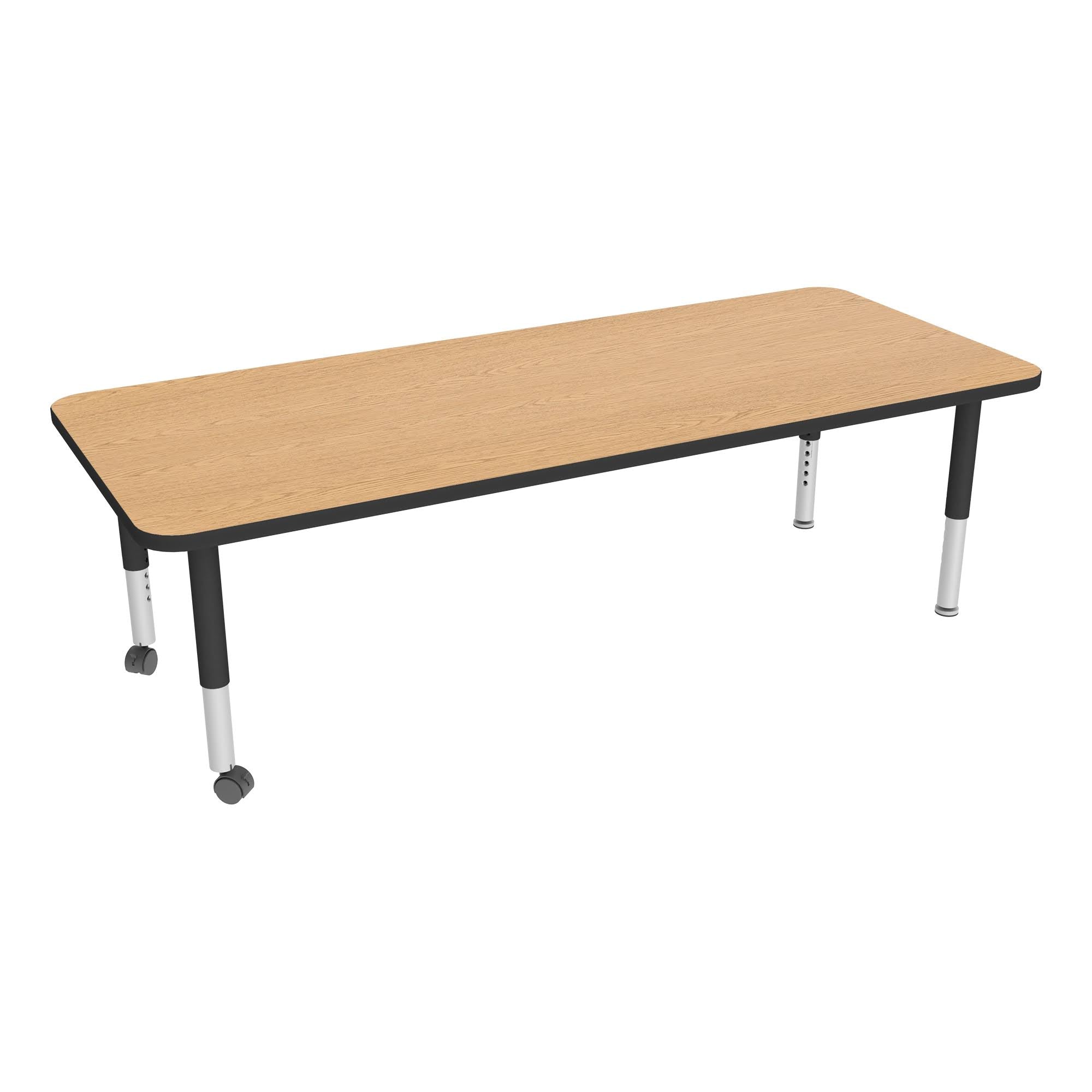 Rectangle Oak Adjustable-Height Mobile Preschool Activity Table C655
