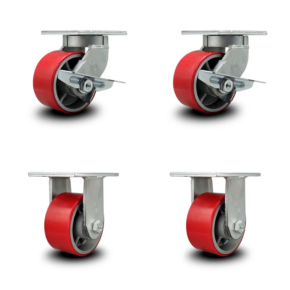 Red Polyurethane Tread Swivel Caster with Bolt on Swivel Lock O1715