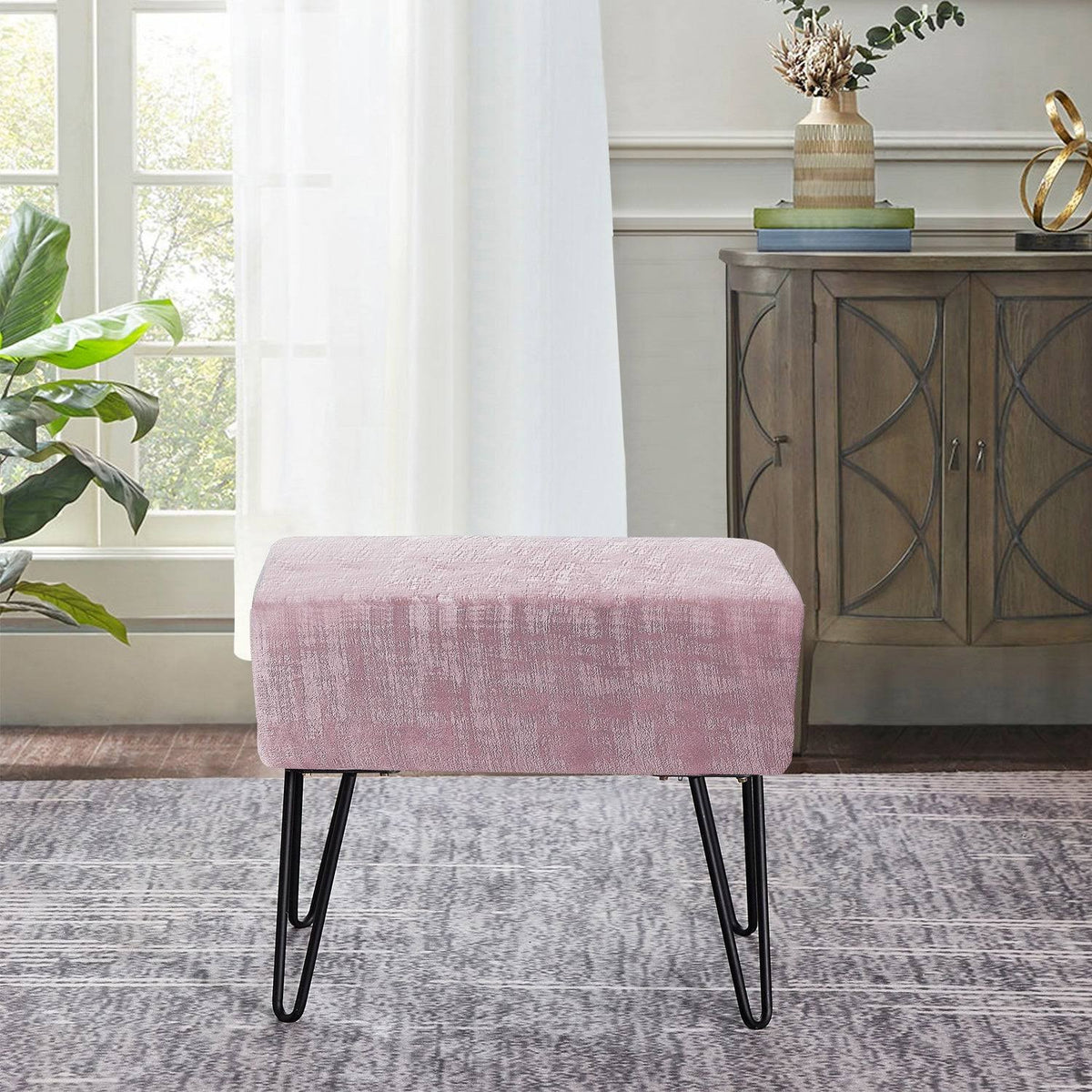 Textured Velvet Ottoman J1588