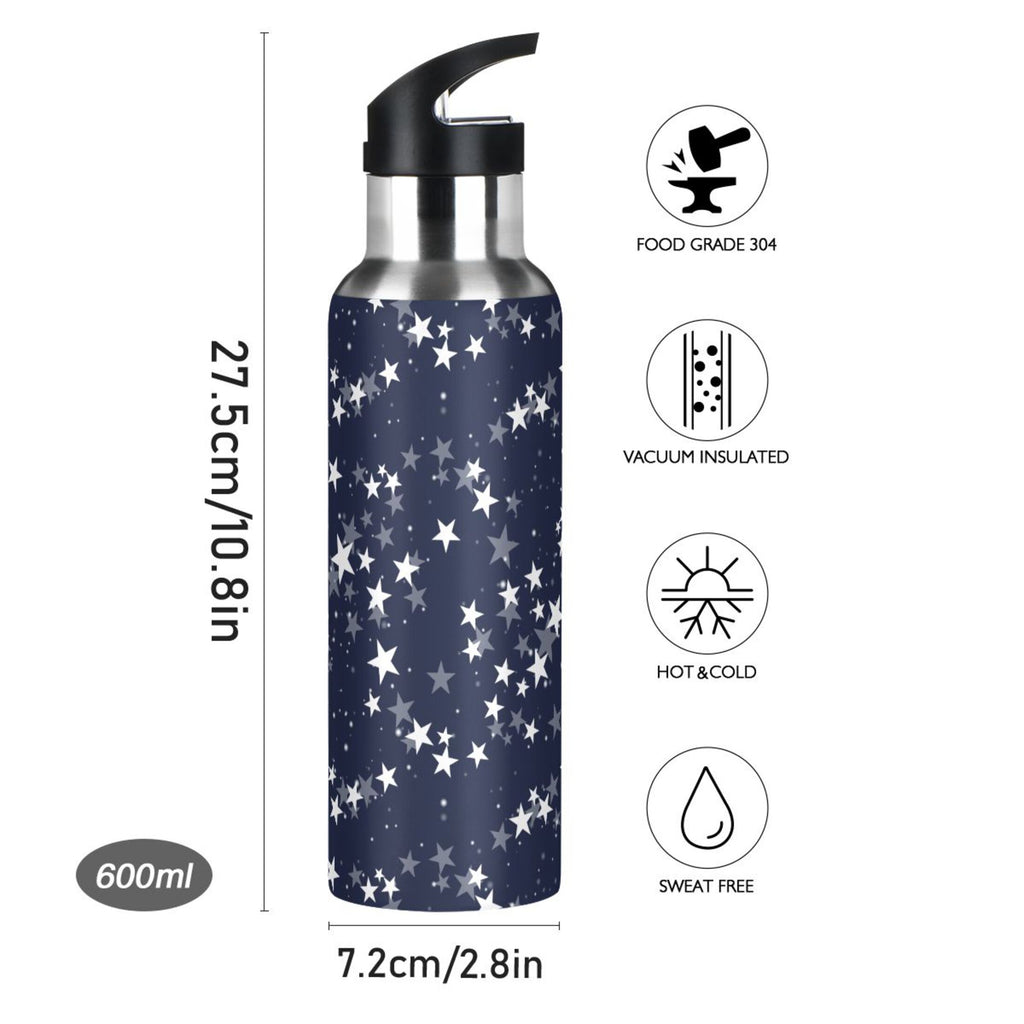 Navy Stainless Steel Insulated Water Bottle with Straw Lid R3302