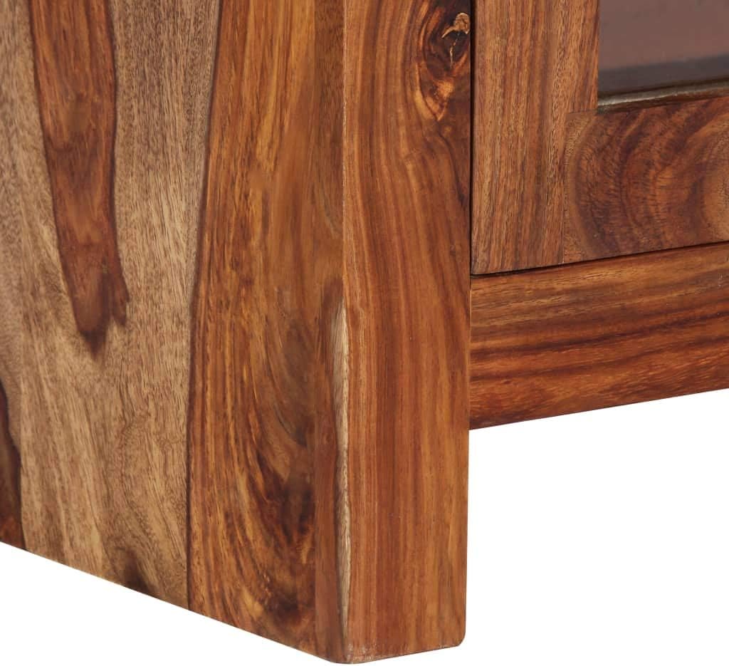 High Cabinet Storage with 4 Shelves and 1 Glass Door Solid Sheesham Wood Q8748