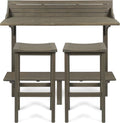 3-Pcs Acacia Wood Outdoor Bar Set, Grey Finish X406957