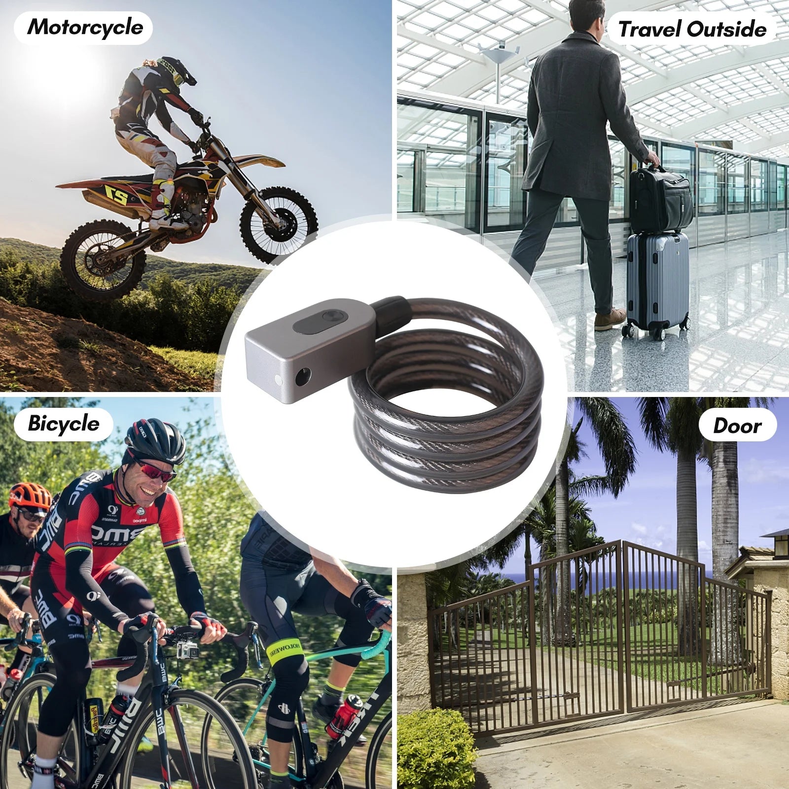Cable Combination Lock with Built-in Battery D4866