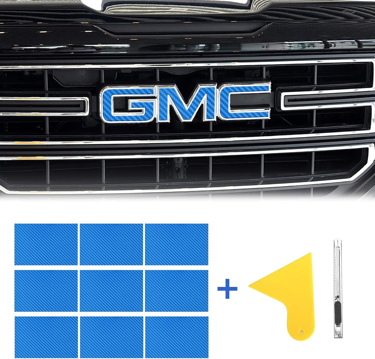 9 Pcs Carbon Fiber Vinyl Wrap Emblem Kit A453