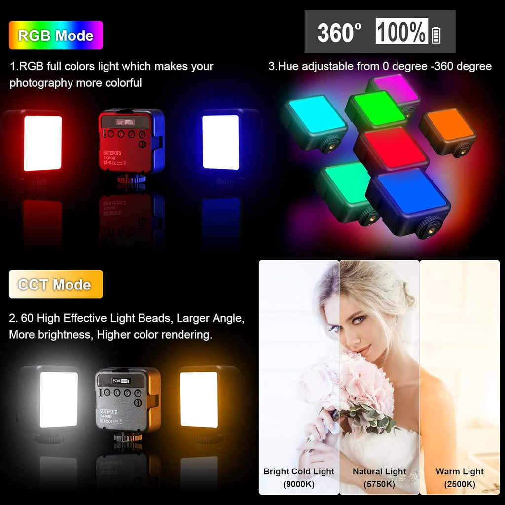 RGB 360° Full Color Portable LED Camera Light with LCD Display F4275