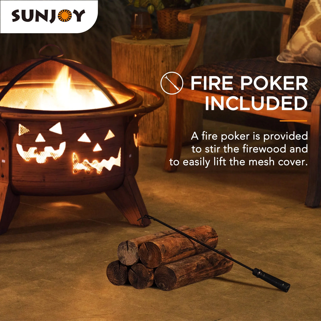 30 in. Outdoor Wood-Burning Steel Fire Pit with Spark Screen and Poker Q736