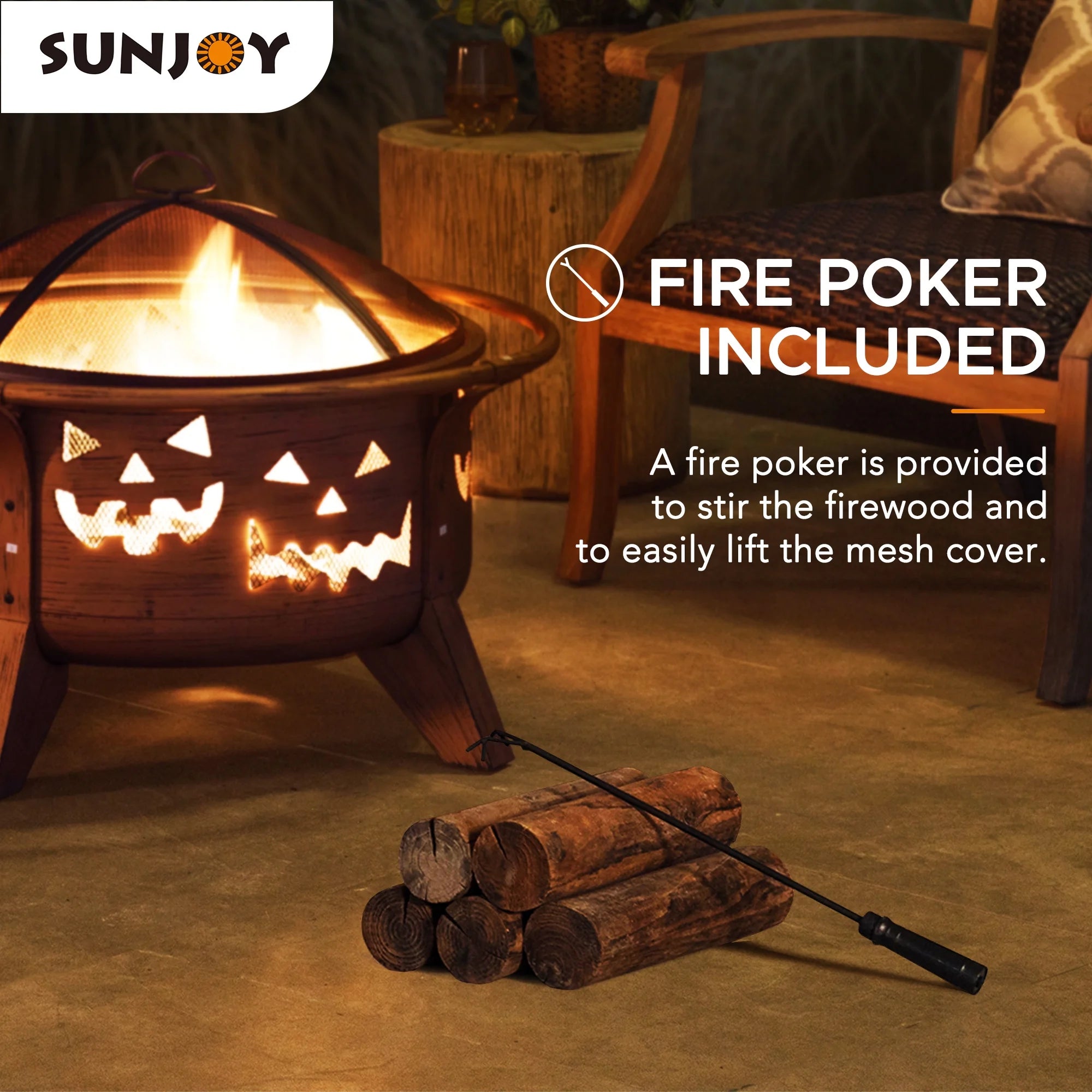 30 in. Outdoor Wood-Burning Steel Fire Pit with Spark Screen and Poker Q736