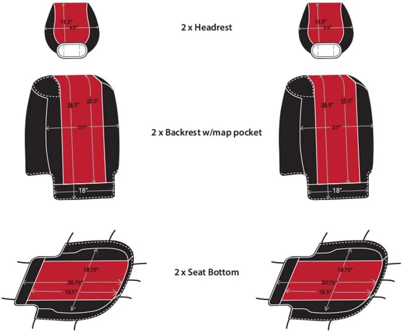 Red Rose & Black Neoprene Front Seat Covers for Ford F150 Pickup Truck K888