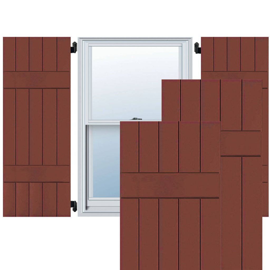 2-Pack 18-in W x 46-in H Country Redwood Board and Batten Wood Western Red Cedar Exterior Shutters G68779