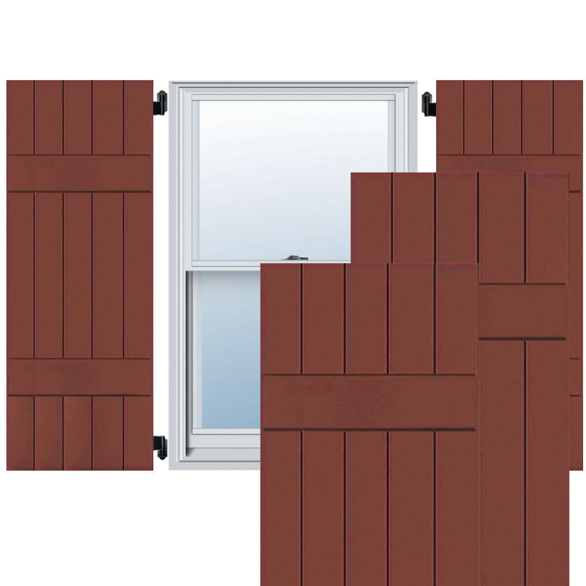 2-Pack 18-in W x 46-in H Country Redwood Board and Batten Wood Western Red Cedar Exterior Shutters G68779