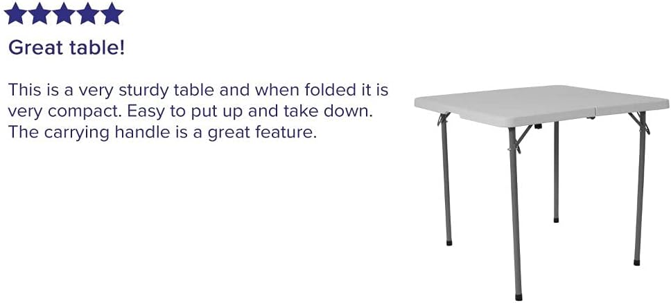 Granite White Plastic Folding Table with Carrying Handle R719991