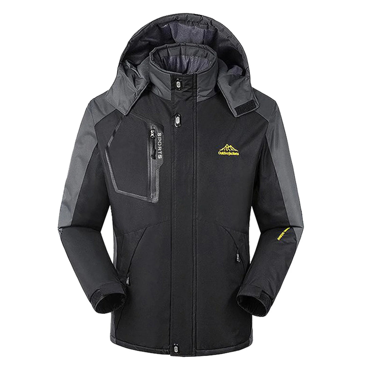 Men's Waterproof Ski Jacket Winter Warm Snow Coat with Removable Hood Black I971060