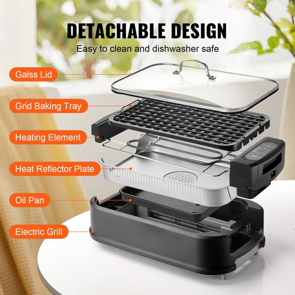 Smokeless Indoor BBQ Grill 1500W Nonstick C8204