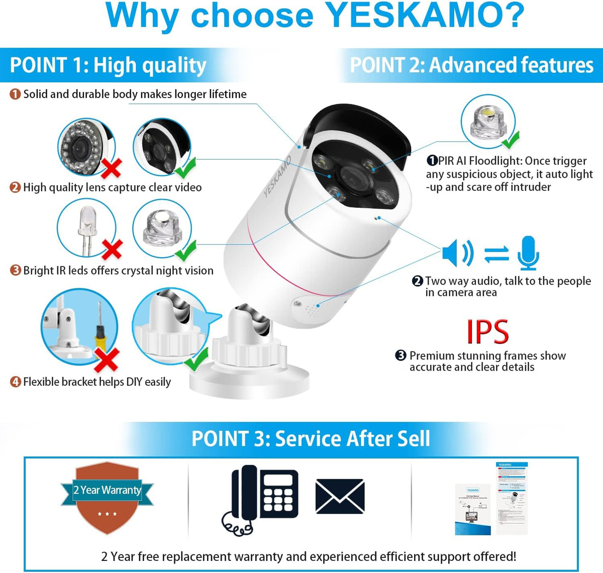 5MP PoE Security Camera System, 4pcs Wired Outdoor PoE IP Cameras, 8CH NVR with 2TB Hard Drive, Color Night Vision E546