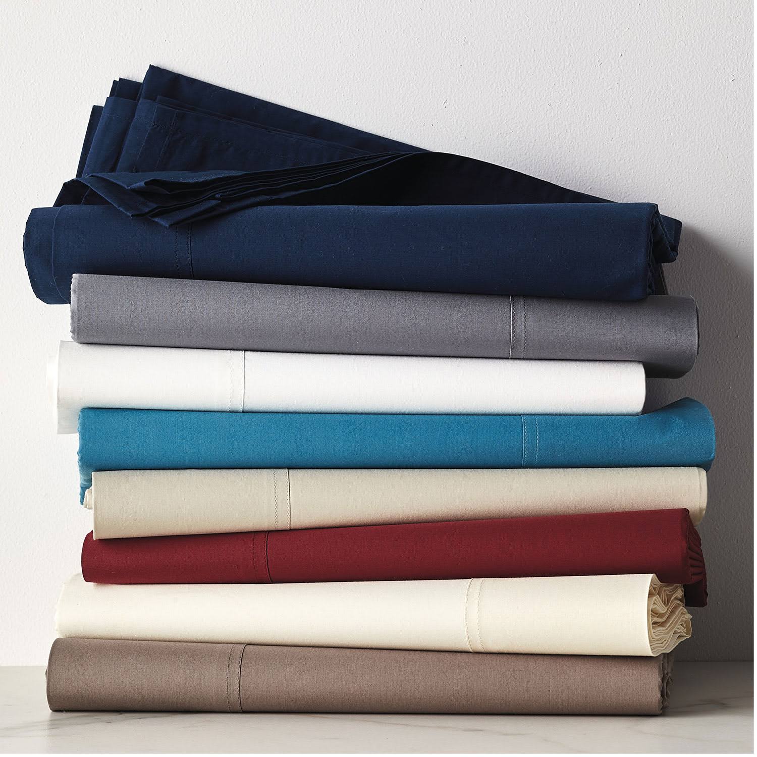 Oversized Queen Supima Cotton Percale Deep Pocket Flat Sheet Green X720
