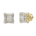 10K Yellow Gold Diamond Concave Stud Earrings P41415