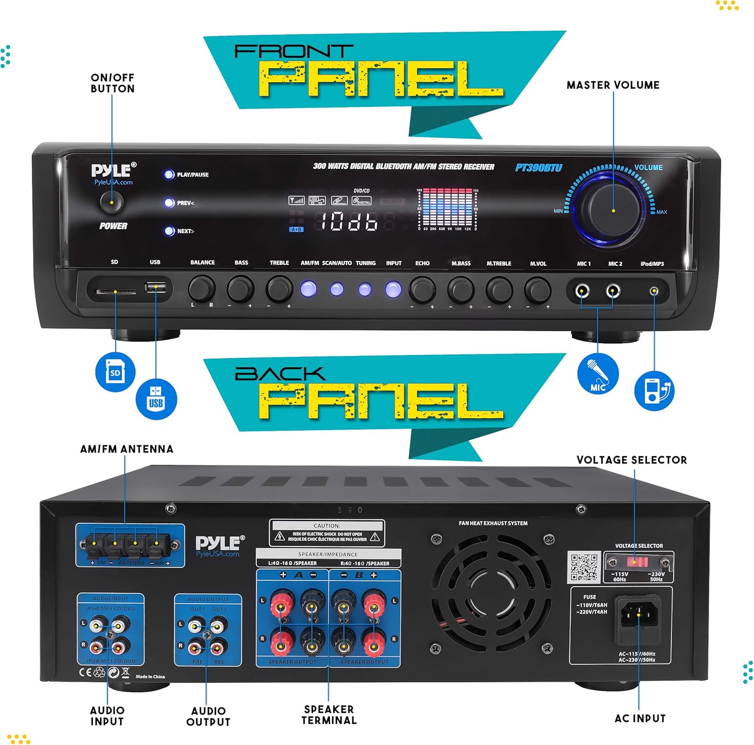 300W 4 Channel Bluetooth Power Amplifier X46603