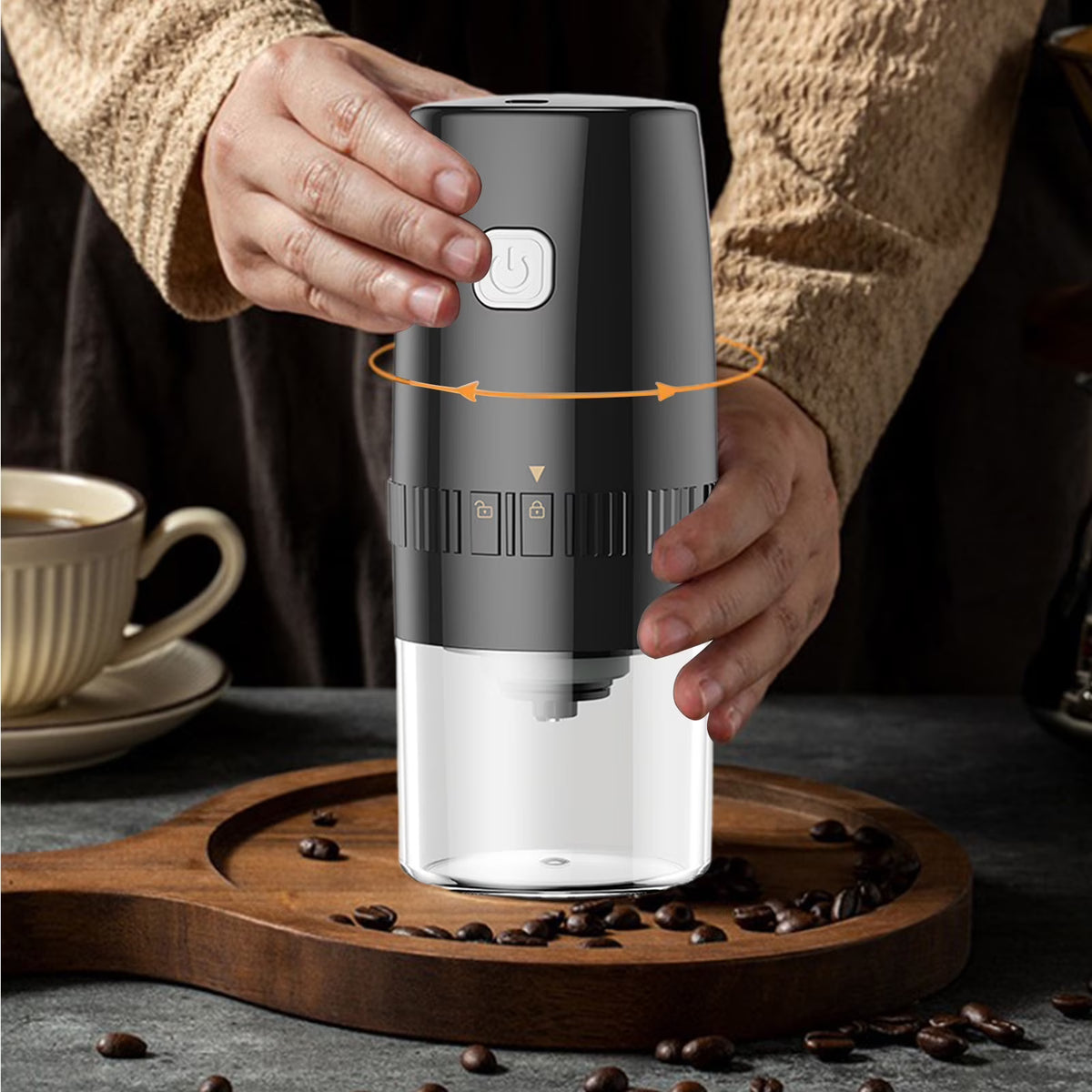 Black Cordless Electric Burr Coffee Grinder E208