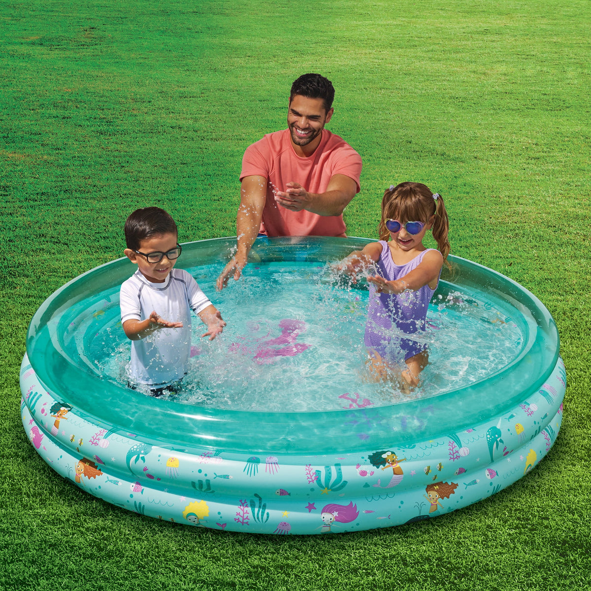 Blue Mermaid 3-Ring Inflatable Swimming Pool C1425