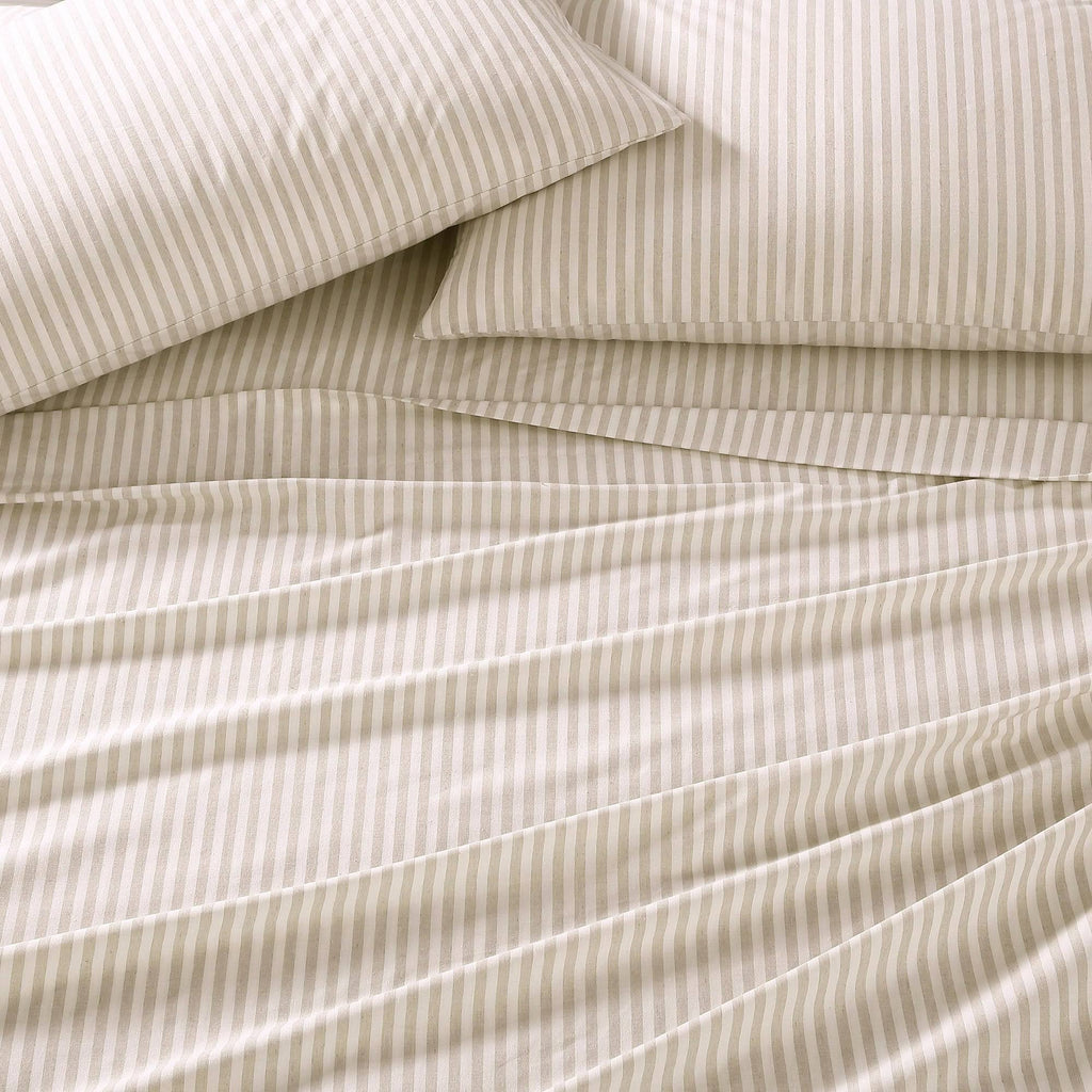 Beige King Percale Sheet Set Y219034