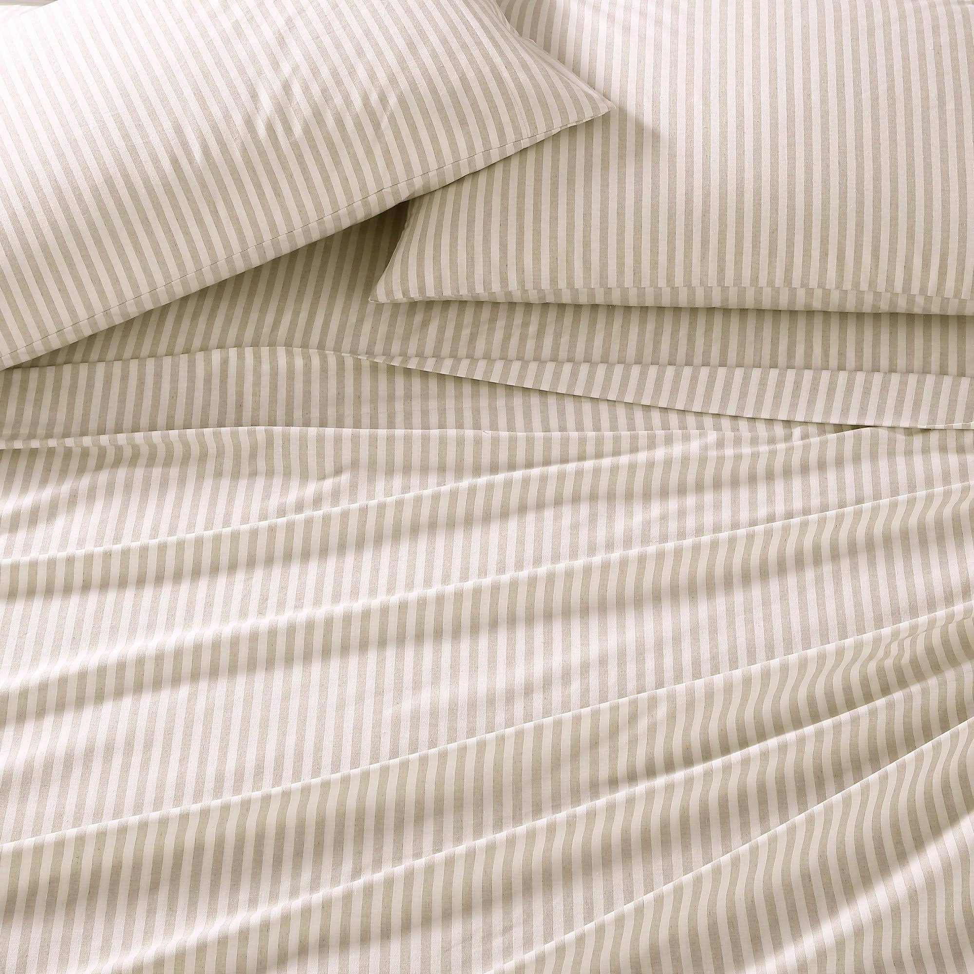 Beige King Percale Sheet Set Y219034