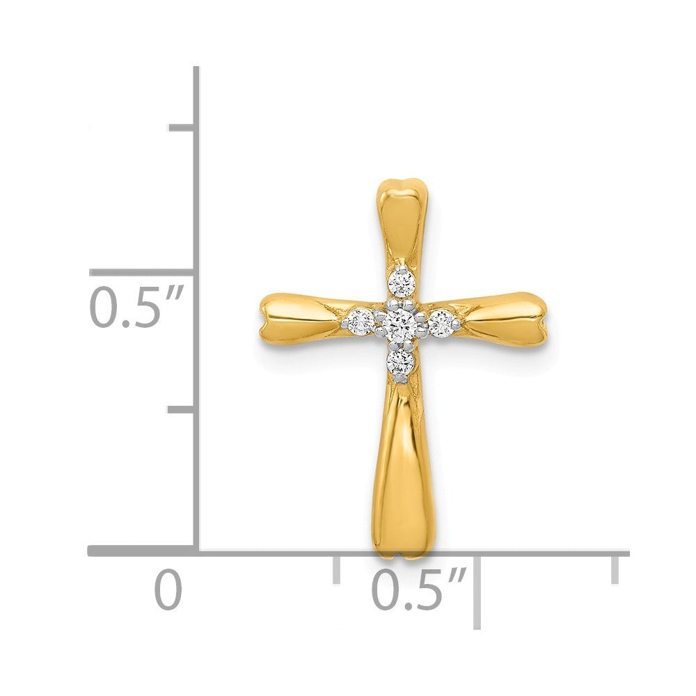 14k Gold Diamond Cross Pendant Necklace Q441